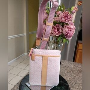 NWT Coach Signature Pink and Tan Crossbody Bag Vintage